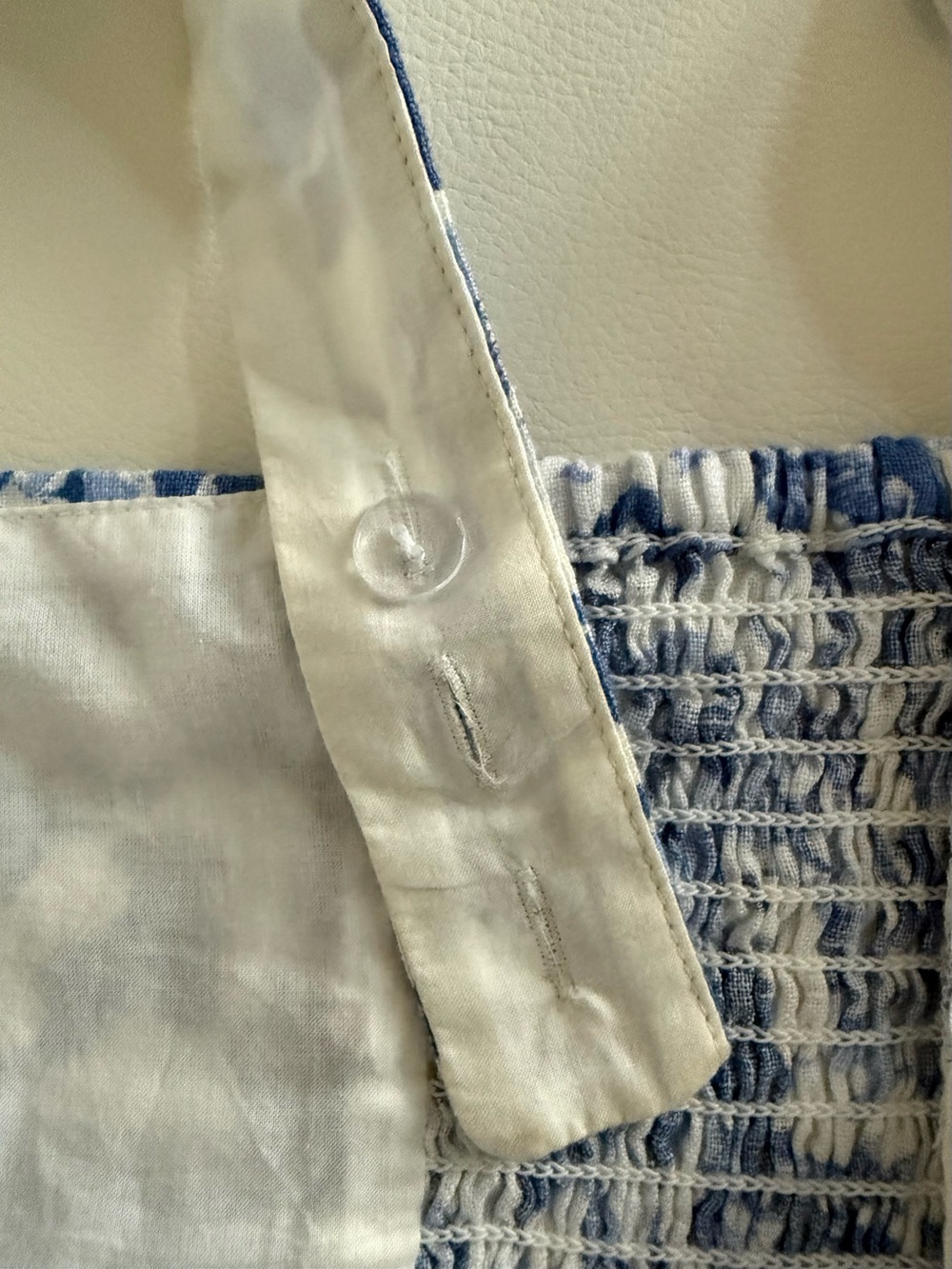Quince Blue and White Floral Square-Neck Midi Dress 100% Linen - Picture 12 of 13